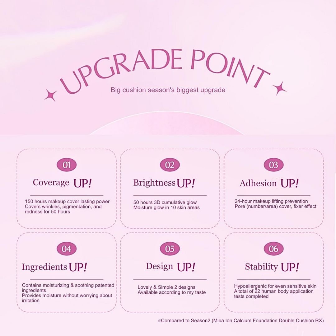 MIBA Ion Calcium Foundation Double Cushion Glow Season 3 | K-beauty cushion Foundation