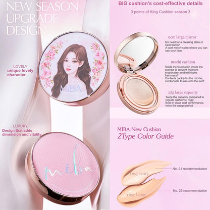 MIBA Ion Calcium Foundation Double Cushion Glow | K-beauty cushion Foundation