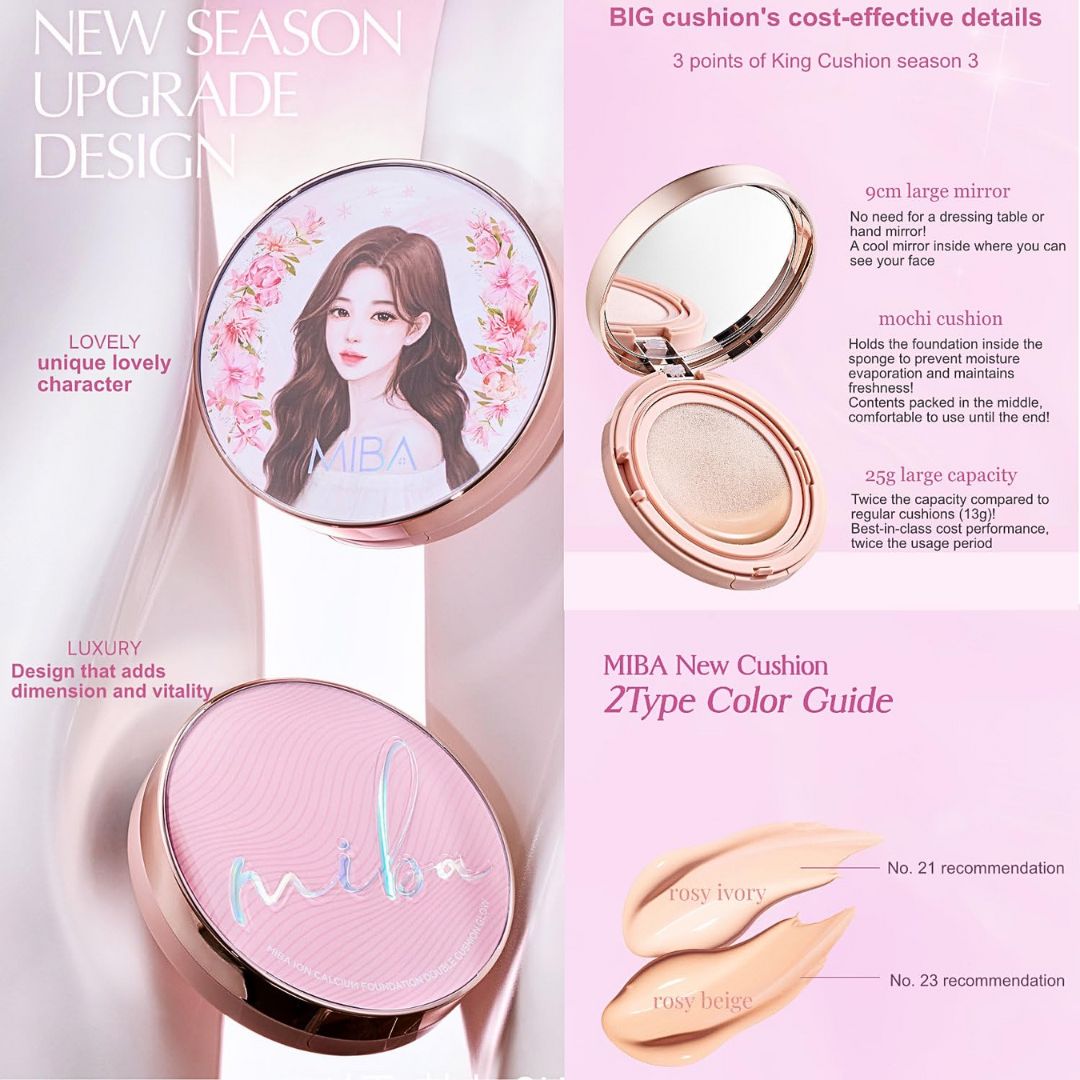 MIBA Ion Calcium Foundation Double Cushion Glow Season 3 | K-beauty cushion Foundation